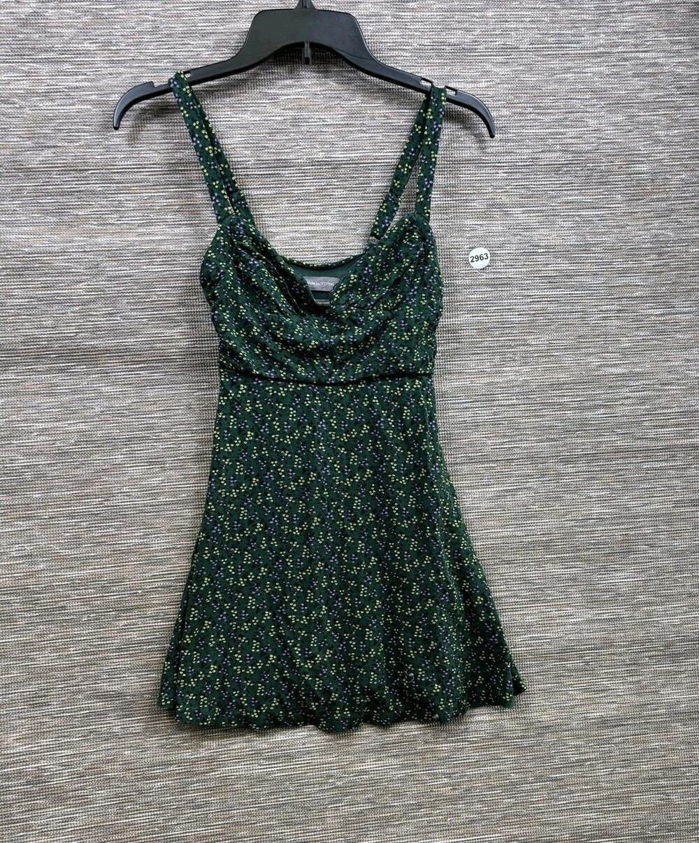 Urban Outfitters Dress Womens XS Green Floral Sweetheart Mini Sundress Jersey